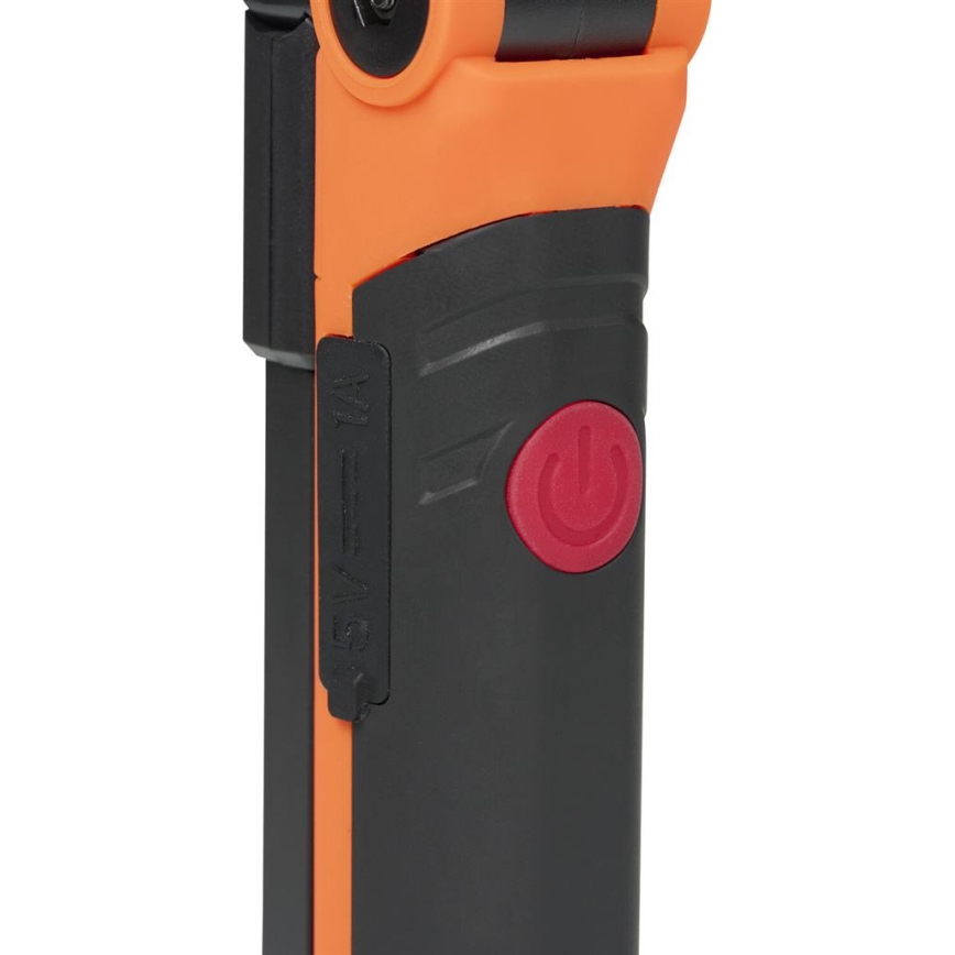 Lanternă de lucru LED reîncărcabilă, reglabilă, 3W/5V, 6500K, 2000 mAh, portocaliu/negru