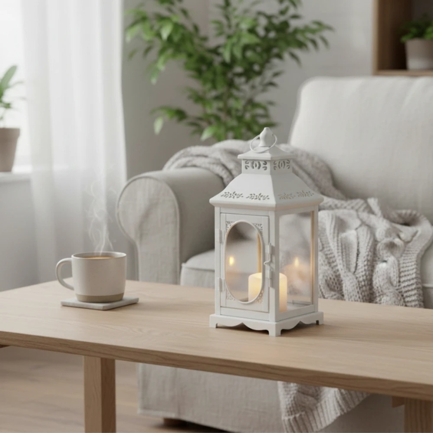 Lanternă decorativă ROSEHILL, 27,5 cm, albă