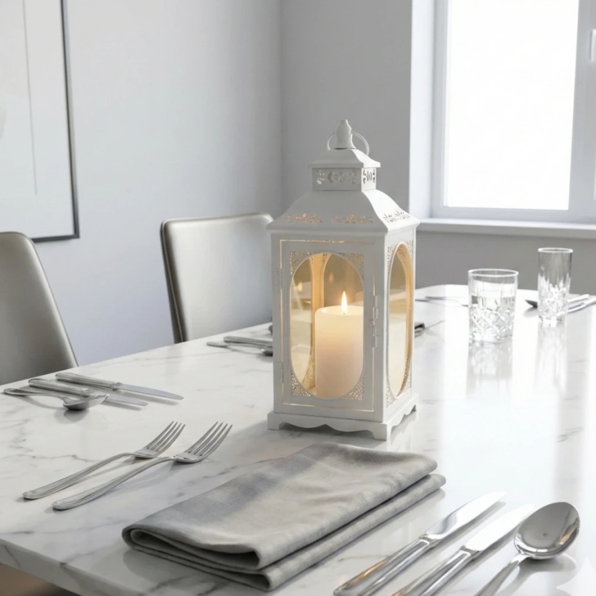 Lanternă decorativă ROSEHILL, 27,5 cm, albă