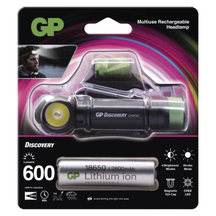 Lanternă frontală LED GP DISCOVERY CHR35 LED/3,7V/2600mAh