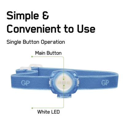 Lanternă frontală LED GP EVERYBODY 4xLED/2×CR2025 albastră