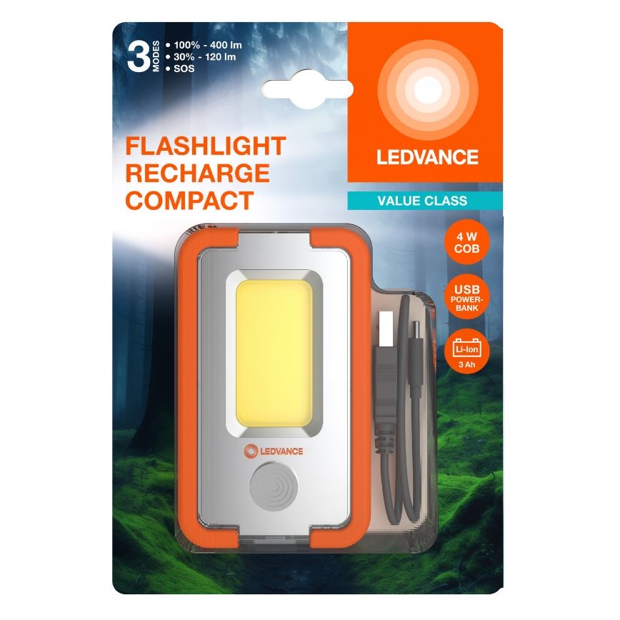 Lanternă frontală LED reîncărcabilă cu acumulator extern FLASHLIGHT LED/4W/5V 3000mAh IPX2