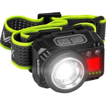 Lanternă frontală LED reîncărcabilă cu intensitate reglabilă, cu senzor și lumină roșie LED/6W/5V/3xAAA IP66 500 lm 1200 mAh