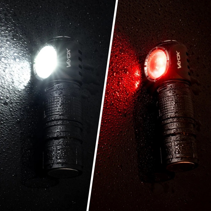 Lanternă frontală LED reîncărcabilă, cu intensitate reglabilă și lumină roșie, 3 în 1, LED/10W/5V IP66 500 lm 800 mAh