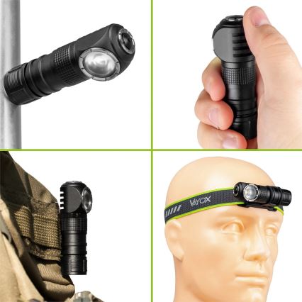 Lanternă frontală LED reîncărcabilă, cu intensitate reglabilă și lumină roșie, 3 în 1, LED/10W/5V IP66 500 lm 800 mAh