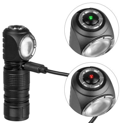 Lanternă frontală LED reîncărcabilă, cu intensitate reglabilă și lumină roșie, 3 în 1, LED/10W/5V IP66 500 lm 800 mAh