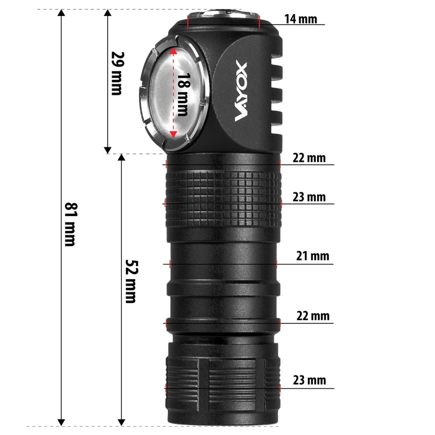 Lanternă frontală LED reîncărcabilă, cu intensitate reglabilă și lumină roșie, 3 în 1, LED/10W/5V IP66 500 lm 800 mAh