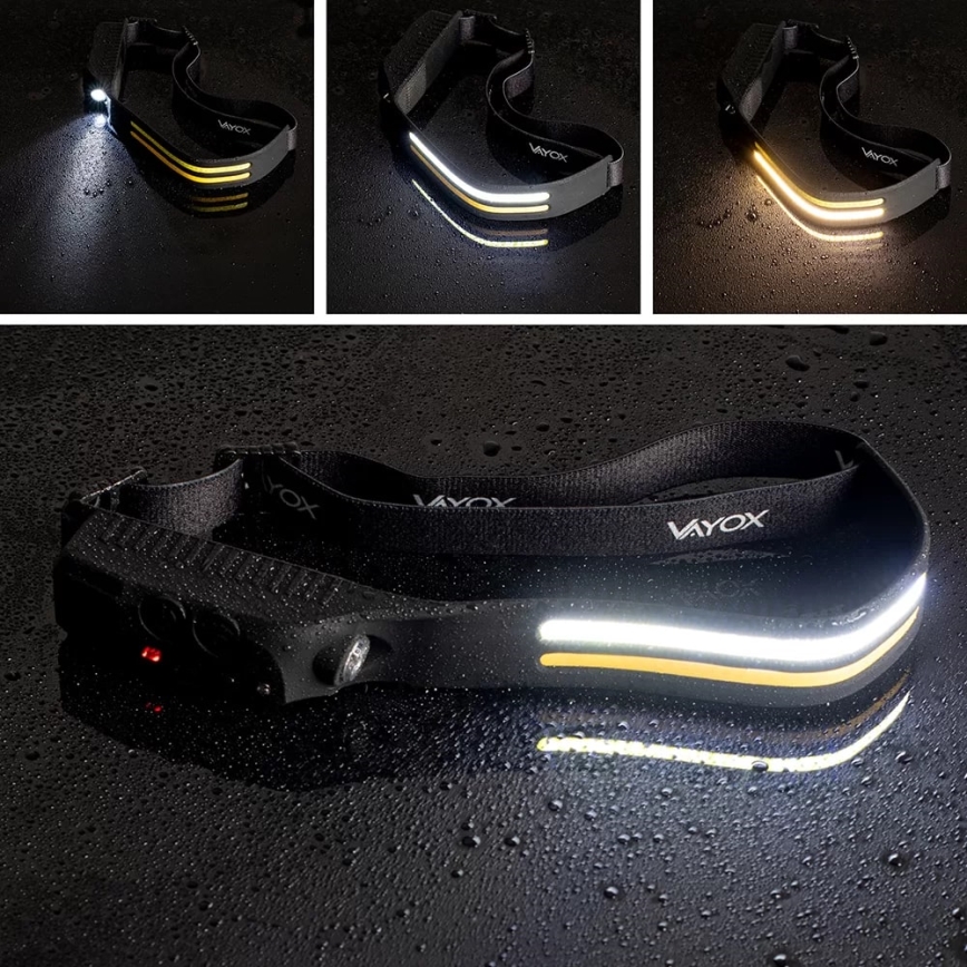 Lanternă frontală LED reîncărcabilă dimabilă cu senzor 3xLED/5V IP44 300 lm 6 h 1200 mAh