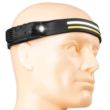 Lanternă frontală LED reîncărcabilă dimabilă cu senzor 3xLED/5V IP44 300 lm 6 h 1200 mAh