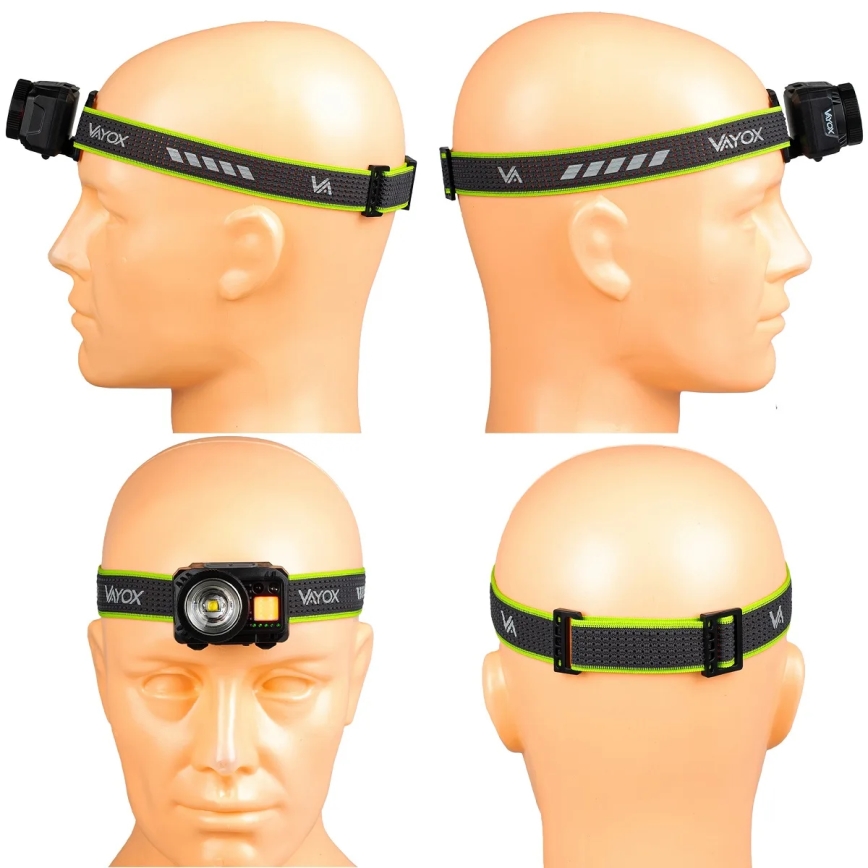 Lanternă frontală LED reîncărcabilă cu intensitate reglabilă, cu senzor și lumină roșie LED/6W/5V/3xAAA IP66 500 lm 1200 mAh