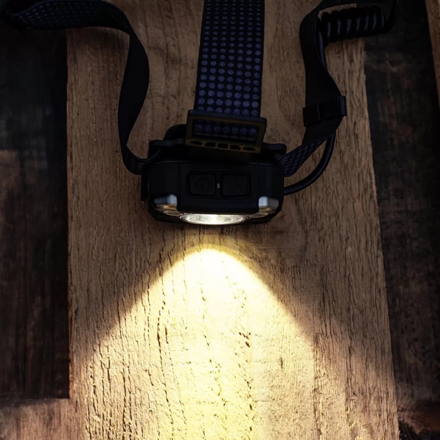 Lanternă frontală LED reîncărcabilă dimabilă cu senzor și funcție de acumulator extern și lumină roșie LED/10W/5V IP44 1200 lm 4000 mAh