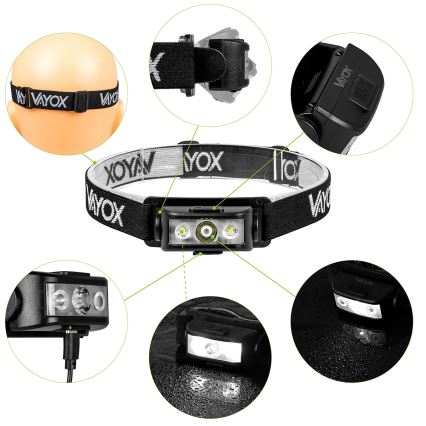 Lanternă frontală LED reîncărcabilă dimabilă 3xLED/5V IPX4 100 lm 1200 mAh