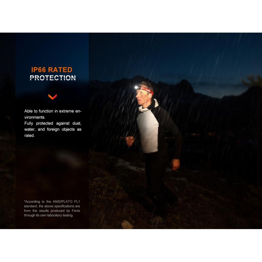 Lanternă frontală LED reîncărcabilă Fenix HL32RTRED LED/USB/3xAAA IP66 800 lm 300 h roșu/portocaliu