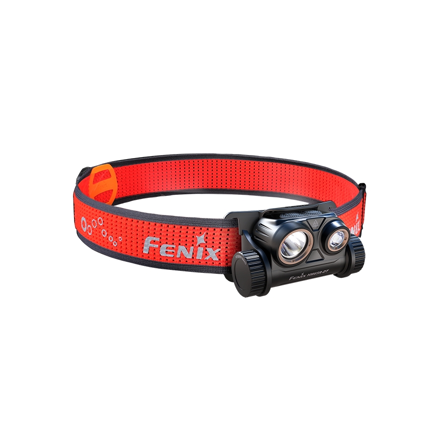 Lanternă frontală LED reîncărcabilă LED/USB IP68 1500 lm 300 h negru/portocaliu Fenix HM65RDTBLC