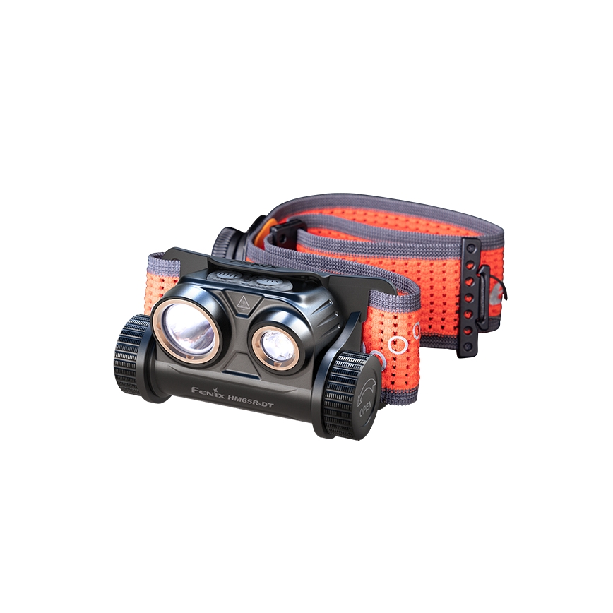 Lanternă frontală LED reîncărcabilă LED/USB IP68 1500 lm 300 h negru/portocaliu Fenix HM65RDTBLC