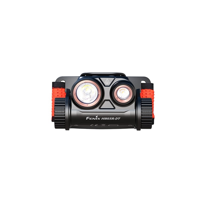 Lanternă frontală LED reîncărcabilă LED/USB IP68 1500 lm 300 h negru/portocaliu Fenix HM65RDTBLC