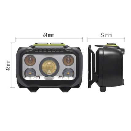 Lanternă frontală reîncărcabilă cu LED și intensitate reglabilă / 3xAAA / 1000 mAh 3,7V
