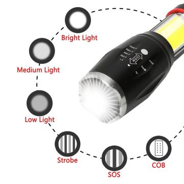 Lanternă LED 2xT6/10W/3xAAA + LED/3W