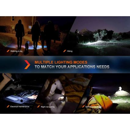 Lanternă LED reîncărcabilă cu acumulator extern Fenix ECPBLCK USB IP68 1600 lm 504 h 5000 mAh negru