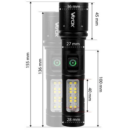 Lanternă LED reîncărcabilă dimabilă cu lumină roșie LED/5W/5V IPX4 260 lm 2000 mAh