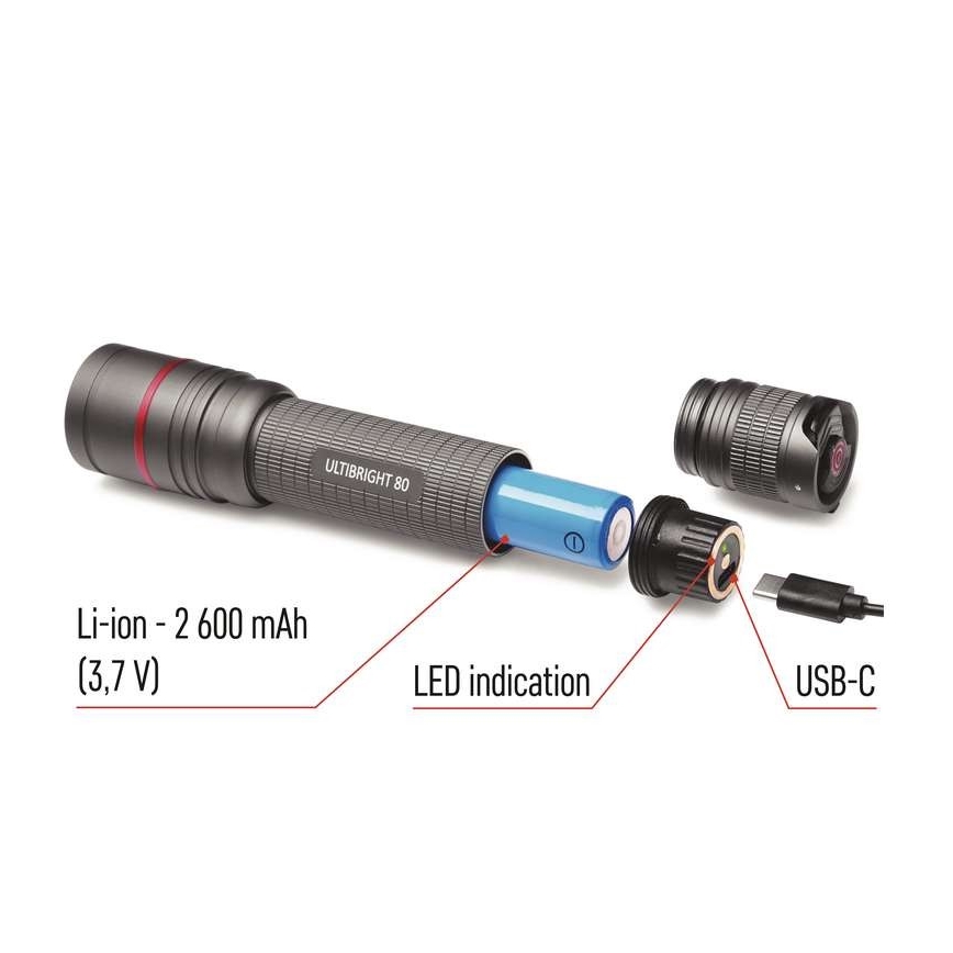 Lanternă LED reîncărcabilă LED/USB/3,7V IP65 600lm