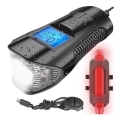 Lanternă LED reîncărcabilă pentru bicicletă cu vitezometru și sonerie LED/1500 mAh IP65
