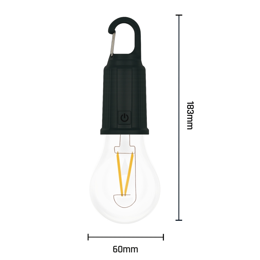 Lanternă solară reîncărcabilă LED LUMINA LUMO, LED/USB, 300 mAh, neagră
