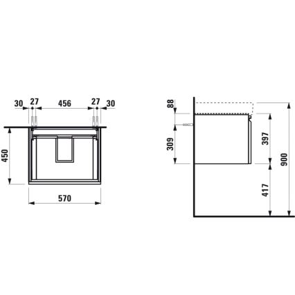 LAUFEN - Dulap PRO pentru lavoar, 57 cm, stejar - H4833720964791