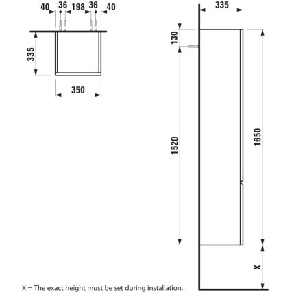 LAUFEN H4831220954791 - Dulap de baie PRO 165 cm, stejar