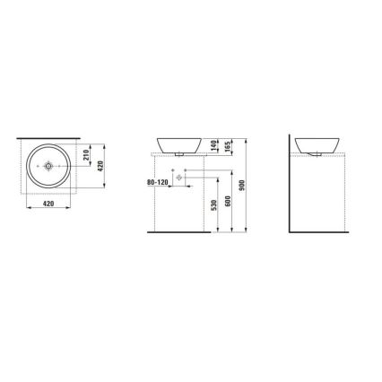 LAUFEN H8129620001091 - Lavoar pentru blat PRO Ø 42 cm ceramică/alb