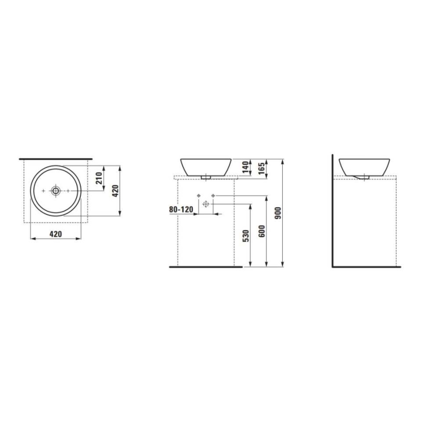 LAUFEN H8129620001091 - Lavoar pentru blat PRO Ø 42 cm ceramică/alb