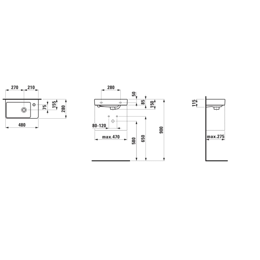LAUFEN H8159540001041 - Lavoar suspendat PRO 48x28 cm ceramică/alb