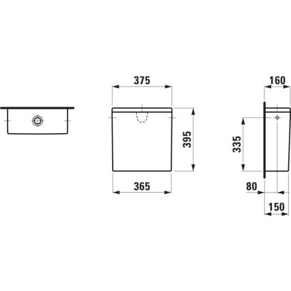 LAUFEN H8299520009721 - Rezervor WC PRO, racord lateral, ceramică, alb