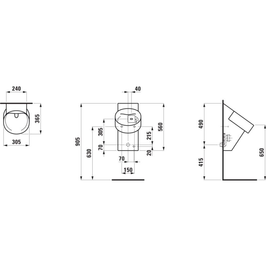 LAUFEN H8402860200001 - Pisoar cu senzor VAL 230V, alimentare pe spate, evacuare pe spate, ceramică/negru lucios