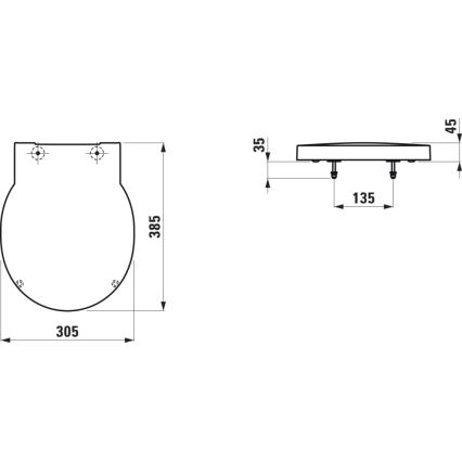 LAUFEN H8942820200001 - Capac pentru pisuar SoftClose VAL, din duroplast, negru lucios
