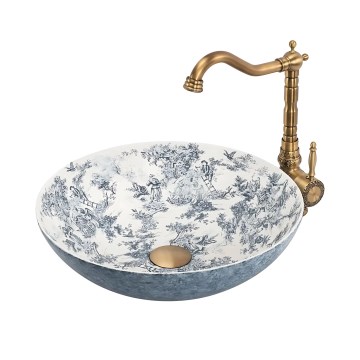 Lavoar de blat JULIANA 40 cm ceramică/alb/albastru - REA-U3608