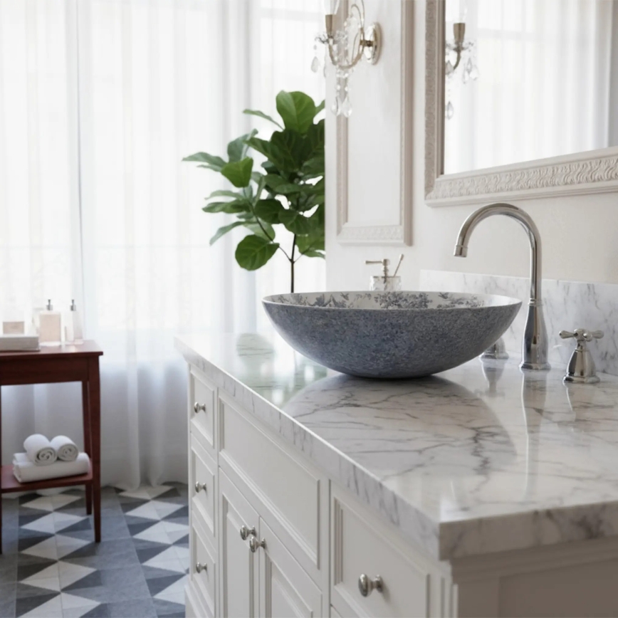 Lavoar de blat JULIANA 40 cm ceramică/alb/albastru - REA-U3608