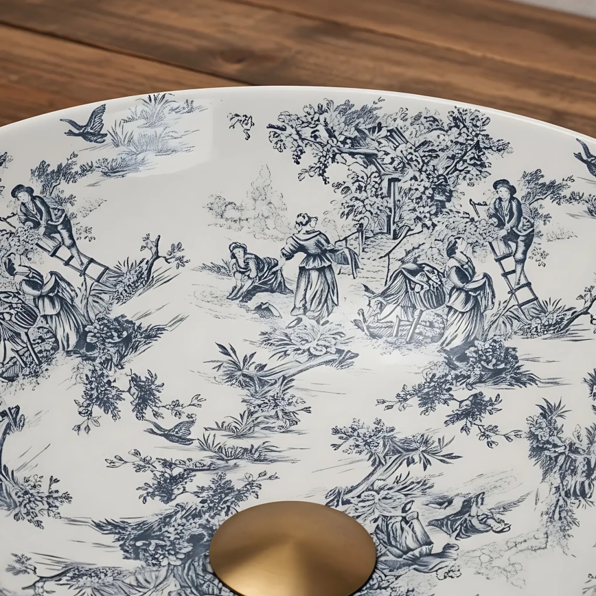 Lavoar de blat JULIANA 40 cm ceramică/alb/albastru - REA-U3608