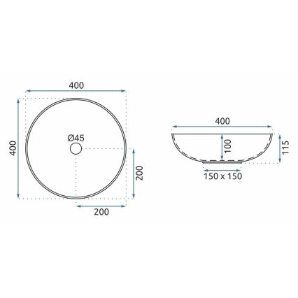 Lavoar de blat JULIANA 40 cm ceramică/alb/albastru - REA-U3608