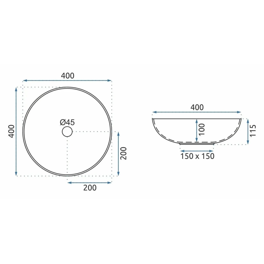 Lavoar de blat JULIANA 40 cm ceramică/alb/albastru - REA-U3608