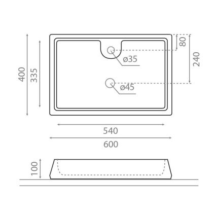 Lavoar GALICIA Bathco 4004 pentru montare pe blat, 60 x 40 cm, porțelan, alb