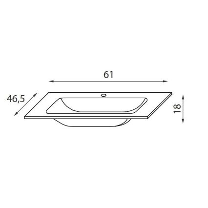 Lavoar încastrat CHICAGO 61 x 46,5 cm, alb lucios