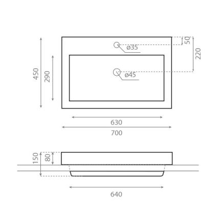 Lavoar încastrat MANCHESTER 70x45 cm porțelan/alb - Bathco 0023