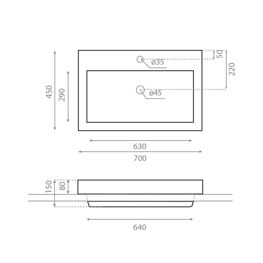 Lavoar încastrat MANCHESTER 70x45 cm porțelan/alb - Bathco 0023