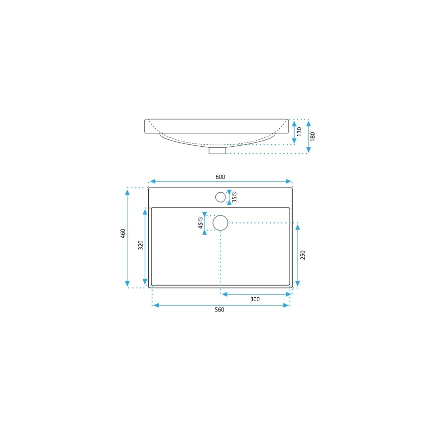 Lavoar încastrat MANDY 46 x 60 cm ceramică/alb lucios - REA-U3326