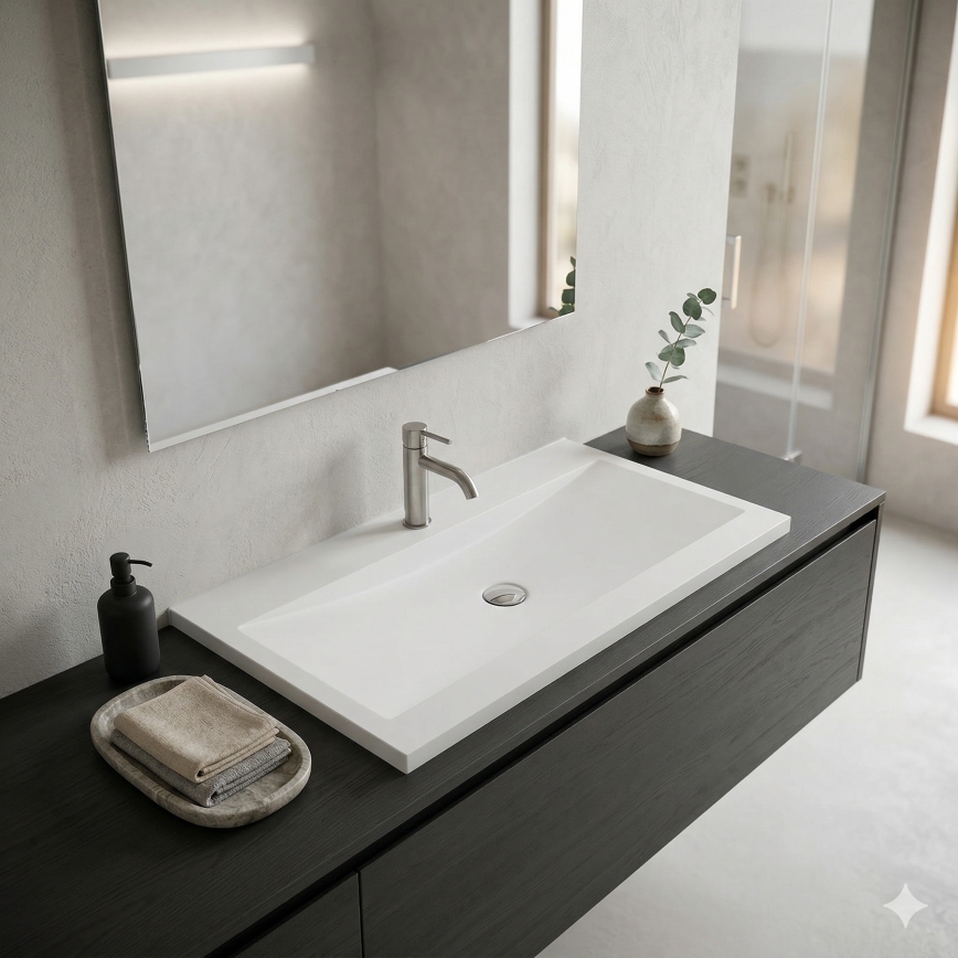 Lavoar încastrat MANHATTAN 100x45 cm rășină/alb - Bathco 0506