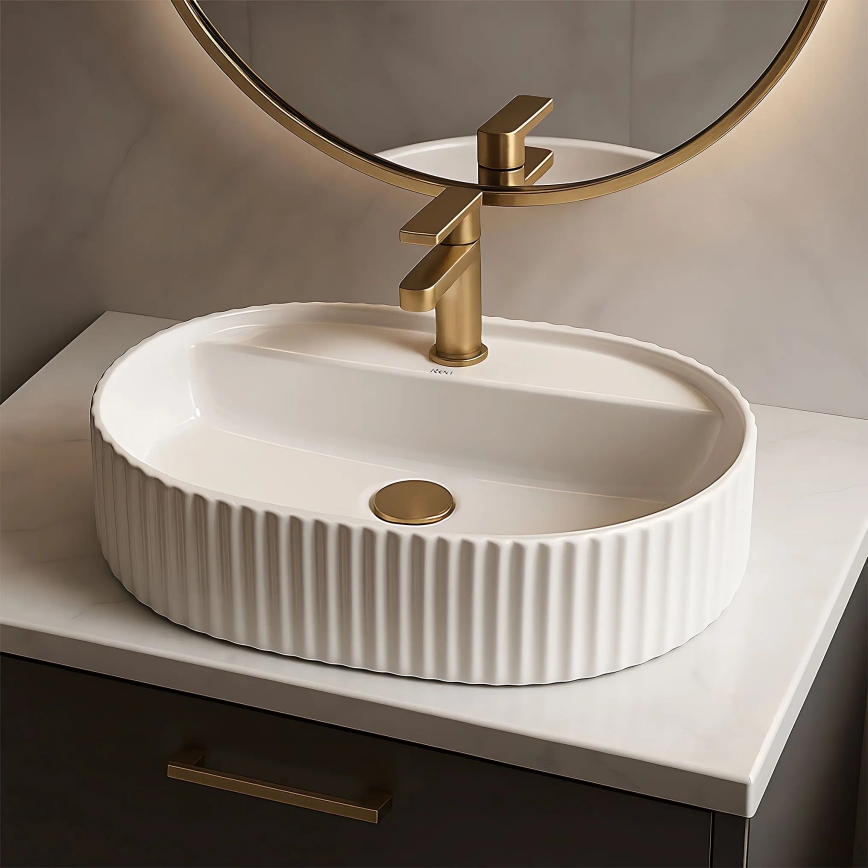 Lavoar MARCELA 35,5 x 50 cm, ceramică, alb lucios - REA-U4003