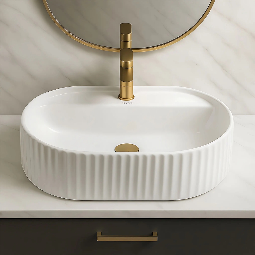 Lavoar MARCELA 35,5 x 50 cm, ceramică, alb lucios - REA-U4003