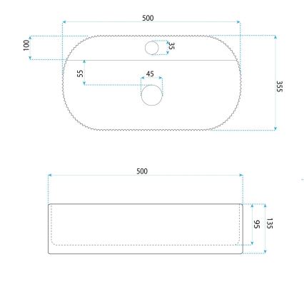 Lavoar MARCELA 35,5 x 50 cm, ceramică, alb lucios - REA-U4003