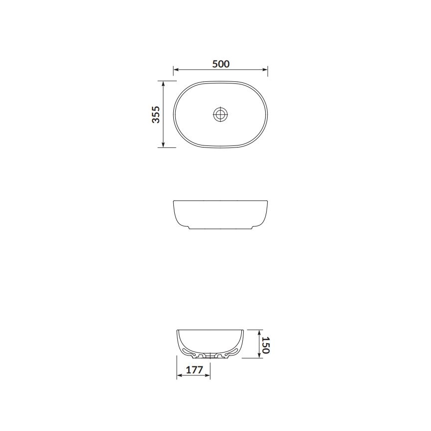 Lavoar pe blat Cersanit K116-049 MODUO 35,5x50 cm ceramică/alb lucios
